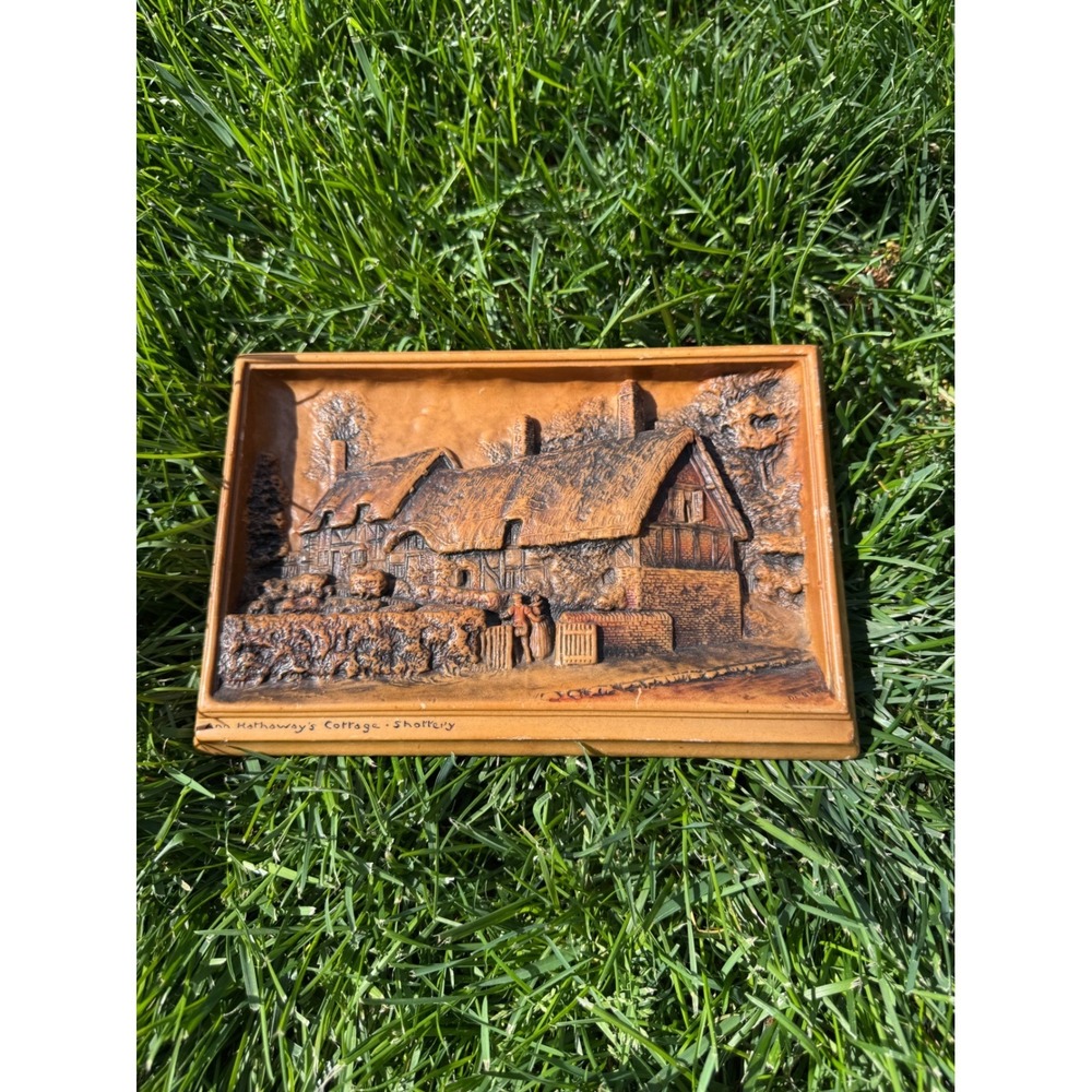 Vintage Ivorex Osborne Ann Hathaway's Cottage Shottery 3D Relief Plaque England